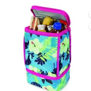 Kids Tropical Floral Lunch Bag - Blue & Pink